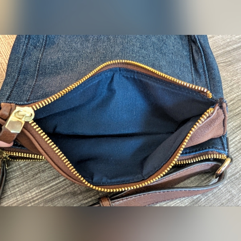 Liz Claiborne Denim And Leather Crossbody Bag - Picture 6 of 16